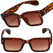 Tortoise & Brown Rectangle Sunglasses Rectangle Tortoise Y2K Bold For Unisex
