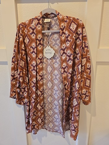 Damen Puff Kurzarm Stufen Kleid & Strickjacke Knox Rose Braun Cognac Gr. XL - Bild 14 von 18