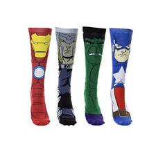 Avengers Marvel Hero 4Pack Of Boxed Mens Crew Socks Sz 6-12
