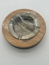 Oak Wood & Metal Ash Tray Removable 6 1/2" DIAMETER X 1 9/16" TALL Vintage 