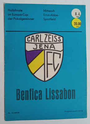 Orig. PRG  EC 2  / Pokalsieger 1980/81 CARL ZEISS JENA - BENFICA LISSABON 1/2 F.