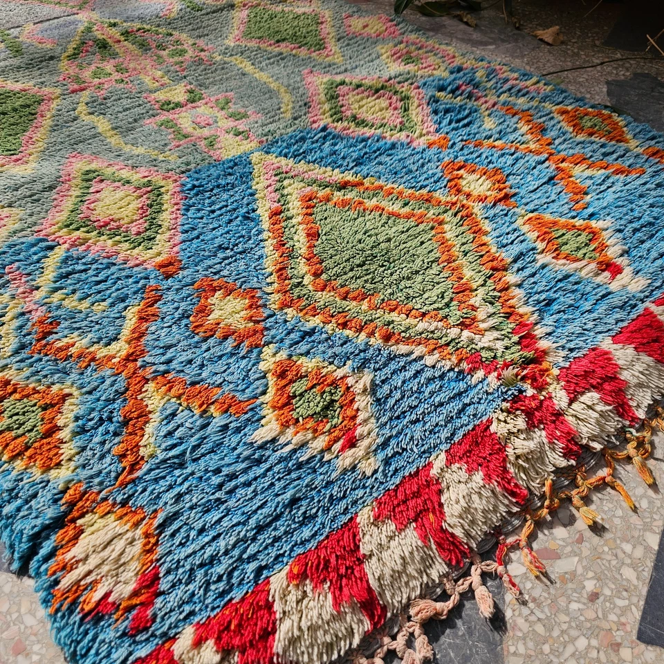 Berber Blue rug, Boujaad Rug Vintage, Unique carpet, Floor and rugs, Teppich - Image 4 of 4