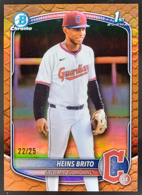 2025 Bowman Chrome Heins Brito Reptilian Orange Refractor /25 1st Guardians CB6