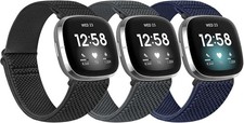 3 Pack Elastic Nylon Strap Compatible with Fitbit Versa 4/3 40mm/45mm