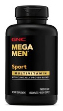 GNC Mega Men Sport One Daily Multivitamin for Men - 180 Caplets 90 Servings 