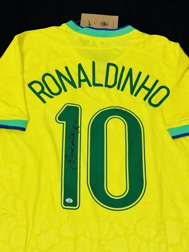 Ronaldinho Signed Brazil Pro Style Soccer Jersey COA