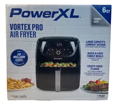 PowerXL Vortex Pro Air Fryer AF-E6001-L, Family Size, 10 Quick-Touch Presets NEW