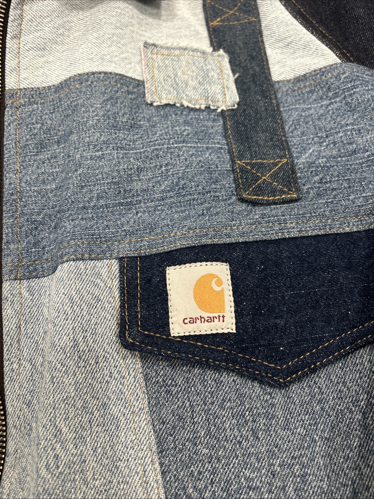 Carhartt Denim Jacket Authentic Patchwork Lined L… - image 3