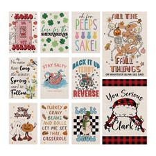 Seasonal Garden Flags Funny Seasonal Double Sided Flags Set of 11 Holiday Far...