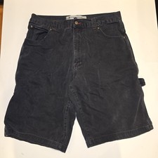 Vintage Y2K Paco Jean Co Shorts 36 Black Red Carpenter Baggy Skater Loose Goth
