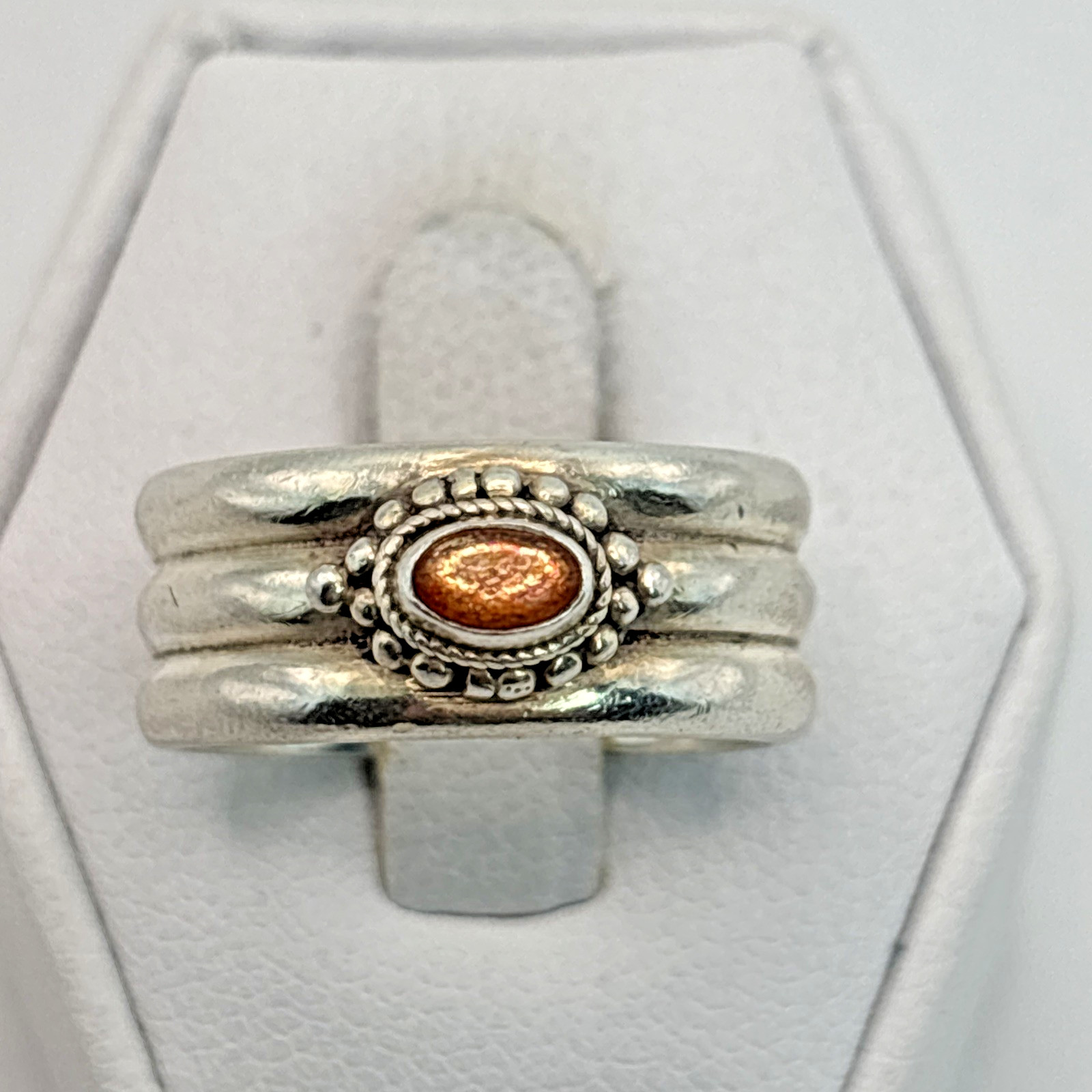 STUNNING .925 Vintage Sterling Silver Estate Ring Size 8 Orange stone