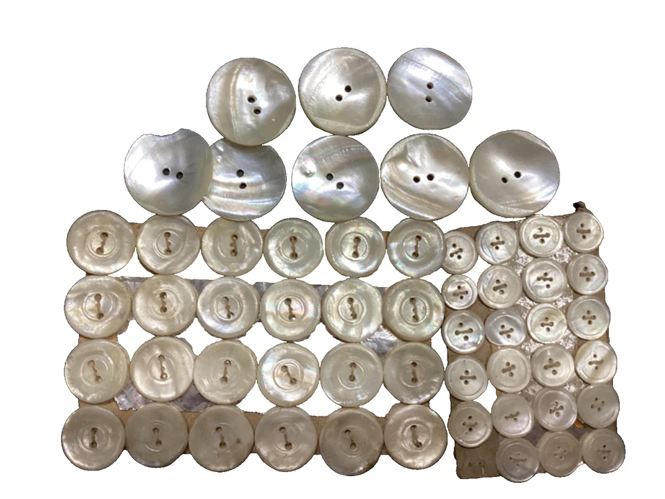 De colección Nuevo Lote De 55 Perlas Madre 2 Y 4 Agujeros 11 Y 19 mm Y Botones Abrigo India Foto 2 de 4