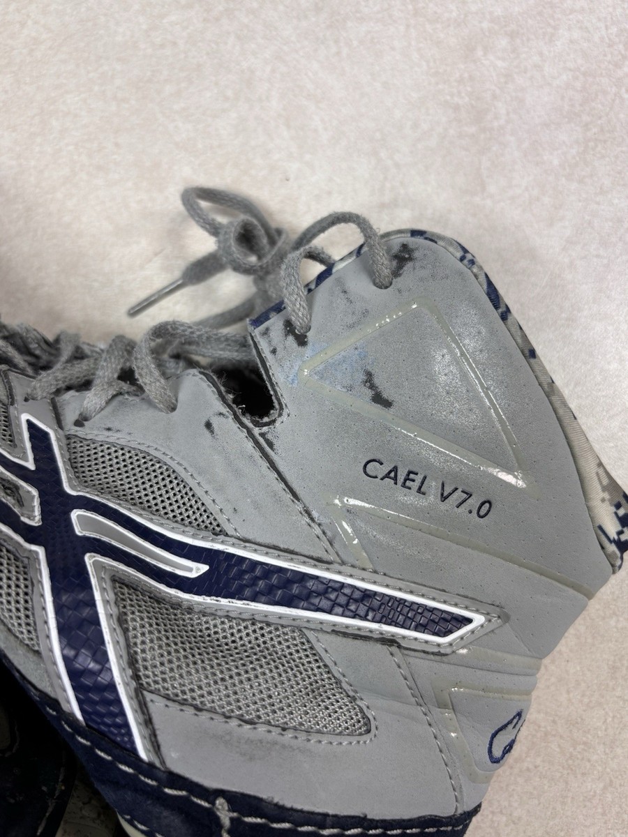 ASICS Cael Sanderson V7.0 Wrestling Shoes Mens 10 Navy Grey Camo