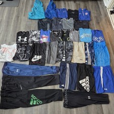 32 Pc UNDER ARMOUR ADIDAS NIKE Lot Boy's Medium 12 Pants Shirts Hoodies Shorts
