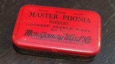 Fonógrafo gramófono vintage máquina parlante aguja lata Montgomery Ward