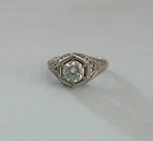 Vintage Designer PAJ Round Cubic Zirconia Sterling Silver Ring Hexagonal Size 5