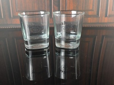 Set Of 2 Jack Daniels Whiskey Old No.7 Brand Square Rocks Glass Embossed Bottom