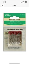 NOS Clover Silk Pins Boxed 100 Per Pack Red & White For Light Weight Fabrics