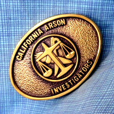 California Arson Investigators Belt Buckle Conference Brass Vtg 80s TBW .NOX155