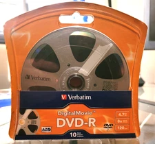 SPECIAL Verbatim Digital Movie 4.7GB 8x Recordable DVD-R - 10 Discs - NEW