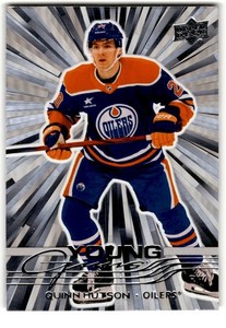 Quinn Hutson 2025-26 Upper Deck Silver Outburst Young Guns Rookie #224 Edmonton
