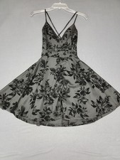 MWT~ WINDSOR~ Lace-Up Back Skater Dress Black Floral Velvet Whimsigoth  Jr's MED