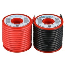 12 AWG Silicone Wire 25ft Red Black Flexible Stranded Tinned Copper Spool