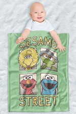 Sesame Street Fleece Baby Blanket, 30"x40", Vintage Comic Panels