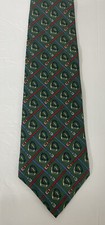 Vintage Tommy Hilfiger Silk Necktie Gold Green Made in USA Printed In Italy