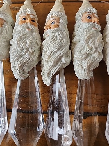 6 SANTA CLAUS Father Time PRISM DANGLING ICICLE CHRISTMAS Holiday TREE ORNAMENTS - Picture 4 of 15