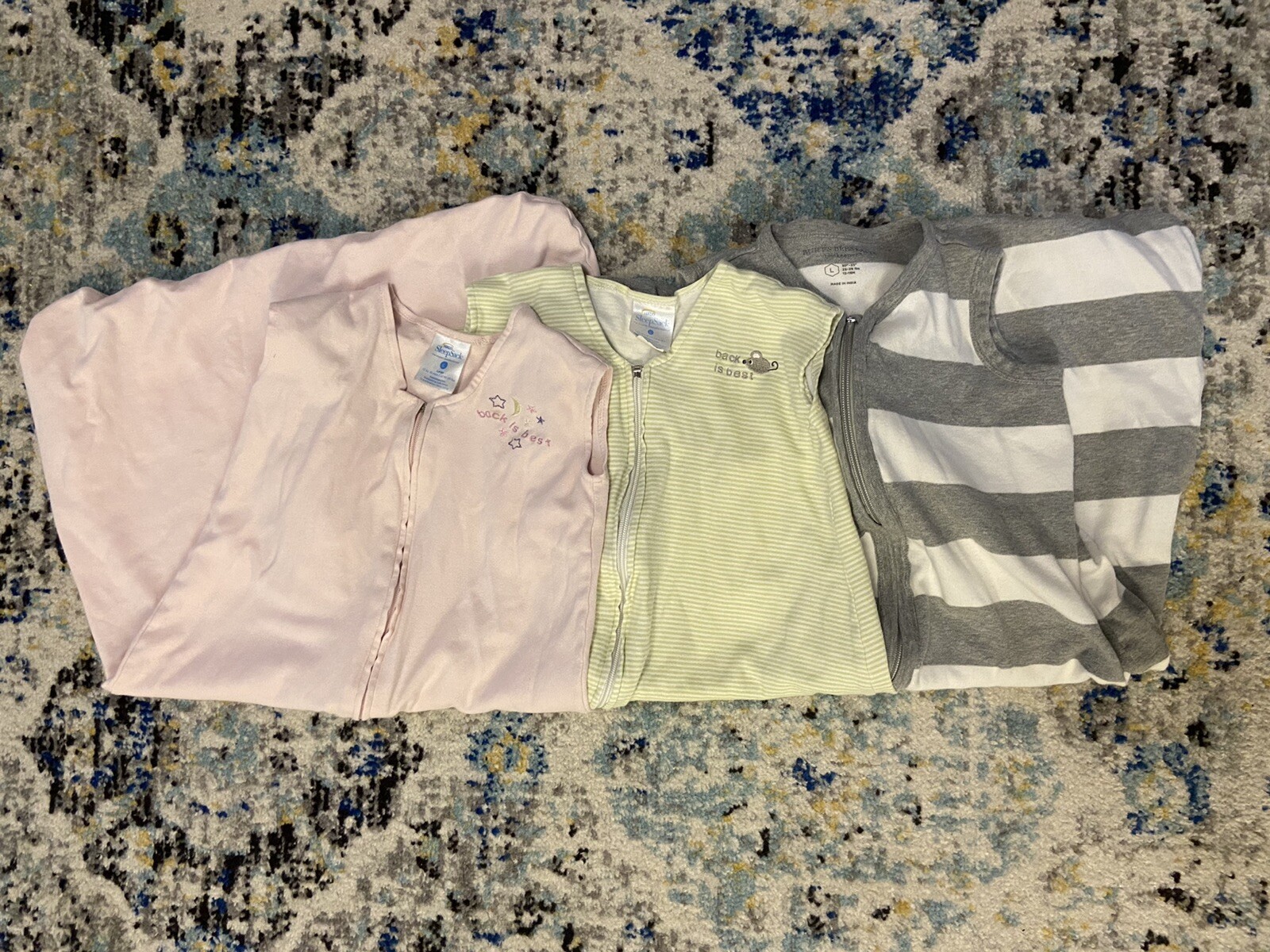 Lot Of 3 Cotton Sleep Sacks Large (1218 mos. 2228 lbs) 2 Halo 1 Burt