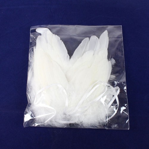 6 Federflügel Engelsflügel 9cm mit Schlaufe Feder Flügel weiß Deko Weihnachten - Bild 2 von 2