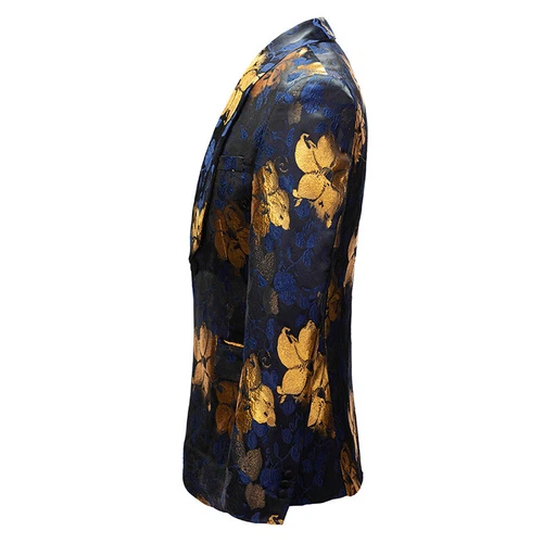 Hombres Jacquard Flor Traje Chaqueta Blazer Cena Fiesta Escenario Vestido Disfraz Abrigo - Imagen 7 de 11