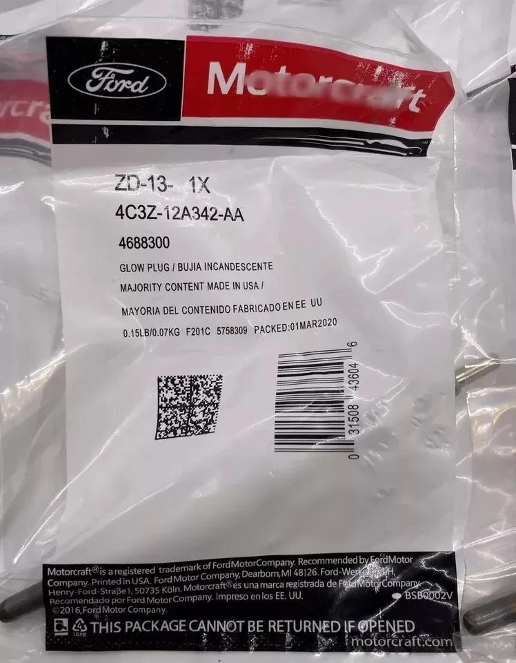 8x Glow Plug ZD13 For Motorcraft 04-07 Ford F250 F350 F450 6.0L 4C3Z12A342AA Foto 3 de 4