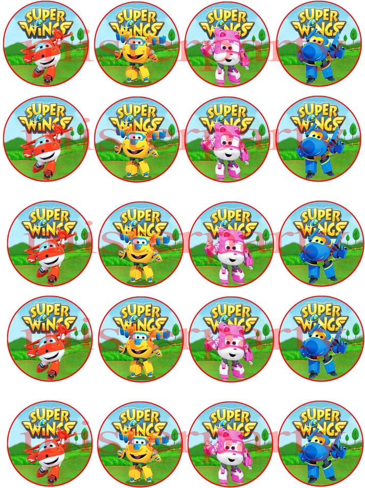 Cialda Ostia per torte dischetti per cupcakes Super Wings già ritagliati!