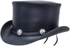 Men  Women Real Leather Classic Shapeable American Style Top Hat