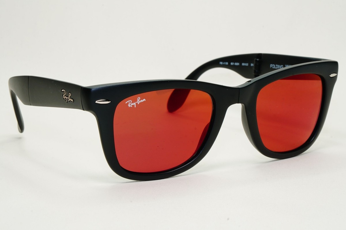 ■RAY-BANレイバンFOLDING WAYFARER RB4105 レッド■ Ray-Ban Sunglasses Folding Wayfarer Black Matte Red Mirror RB 4105