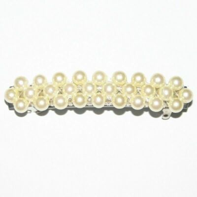 Vintage Sun Violet Barrette Hair Clip Faux Pearl White Wedding Made in Japan