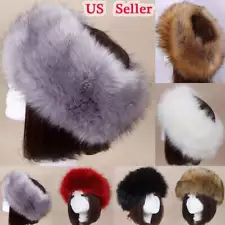 Women Thick  Faux Fur Headband Hat Ear Winter Russian Fluffy Warm Snow Ski Cap