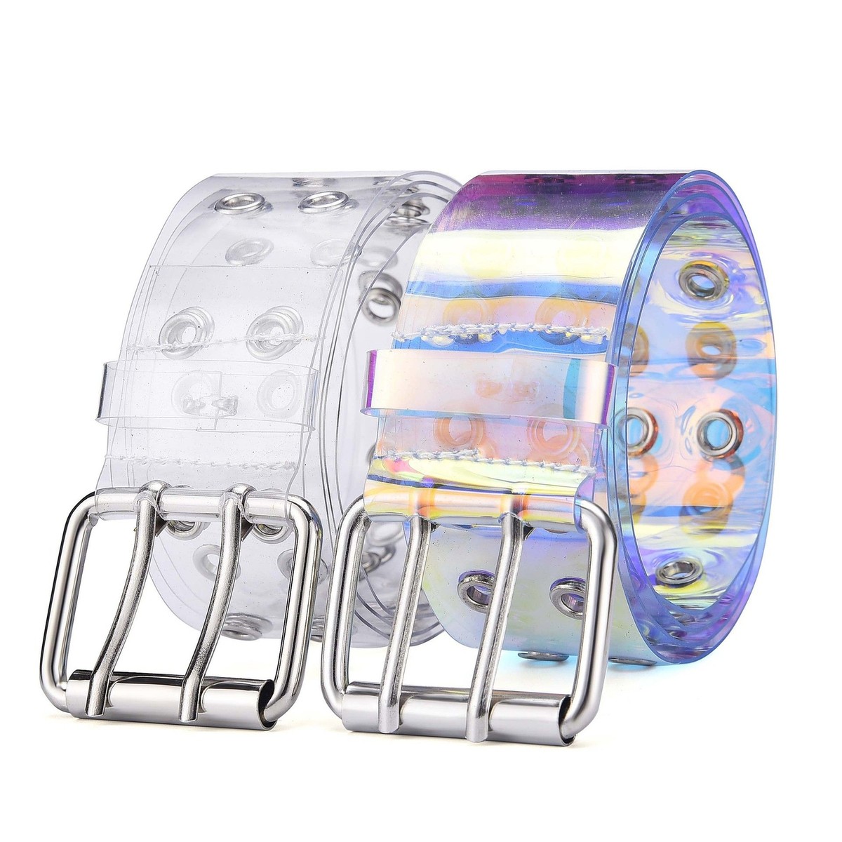 Stylish Metal Plastic Belts - 3.8cm Clear PVC Waistband Pin Buckle