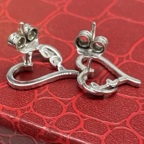 ORECCHINI BOTTONI CUORE ORO BIANCO 18KT CARATI NUOVO E PUNTILUCE BRILLANTI DONNA - Immagine 3 di 4