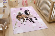Kinderteppich Pferdefreunde Pferde rosa 100x160cm