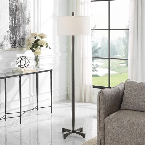 Uttermost Counteract 67.38" Transitional Rust Metal Fabric Floor Lamp in Black - Picture 2 of 7