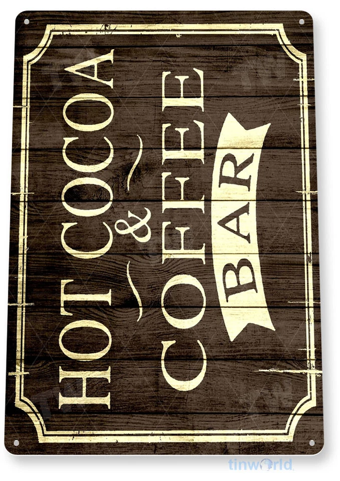 TIN SIGN Hot Cocoa Coffee Rustic Coffee Shop Metal Sign Décor Kitchen Café C006 - Image 3 of 3