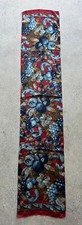 Vintage Echo Red Blue Floral Blueberry Abstract Silk Scarf 10 x 51