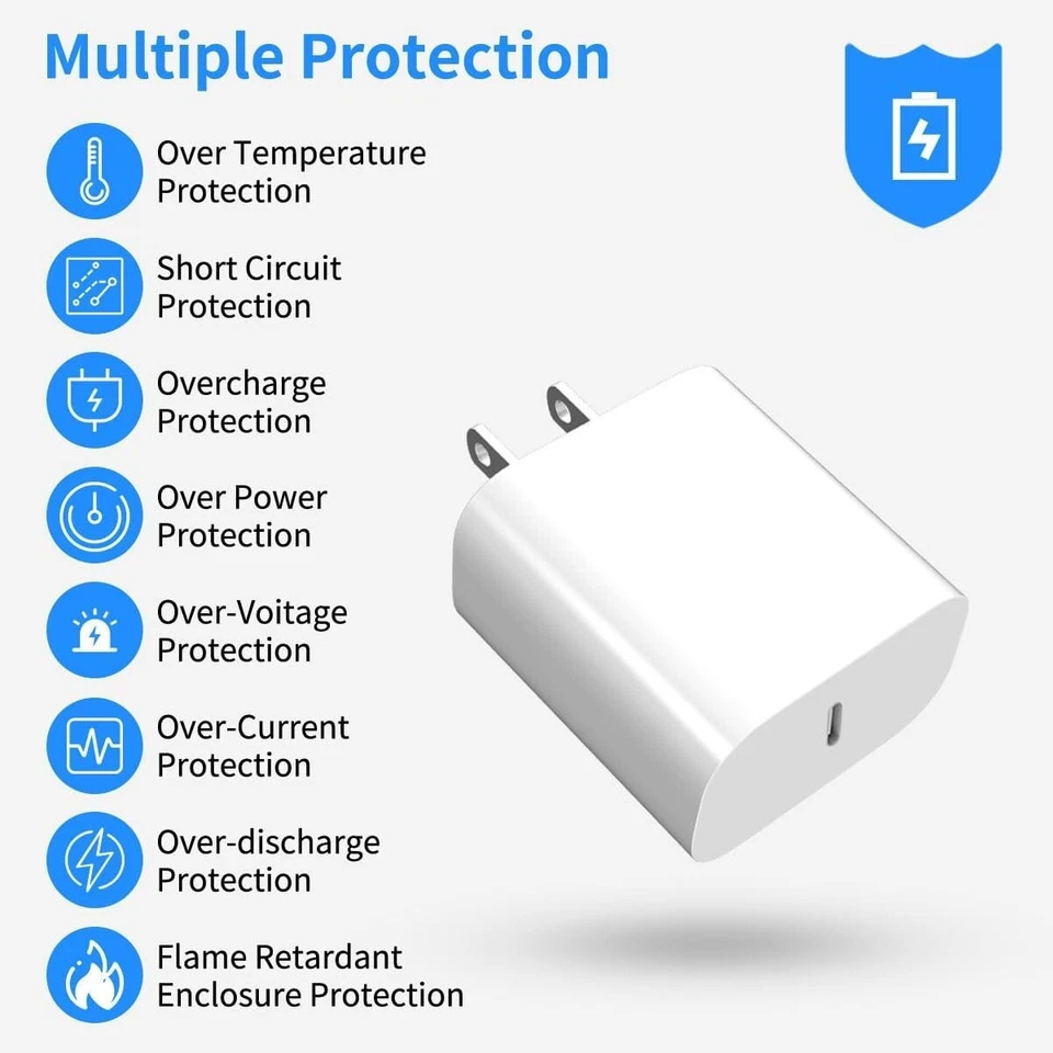 Wholesale 20W USB-C Fast Wall Charger PD Power Adapter for Apple iPhone iPad US - Image 3 of 4