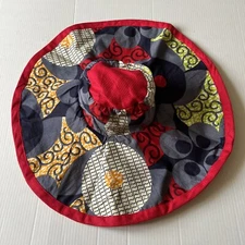 Omakaa S-M Wide Brim SUN HAT Garden Beach Resort Cotton Blend Red Reversible