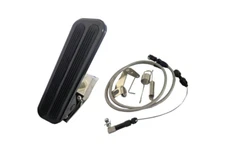 Black Billet Gas Pedal Floor Mount & 36" Throttle Braided Cable & Bracket Kit