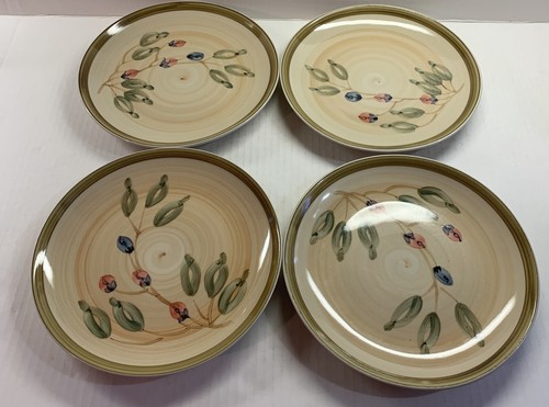 4 Gibson Ceramic Olive Branch Dinner Plates 10" Beige and Olive Green - Picture 11 of 12