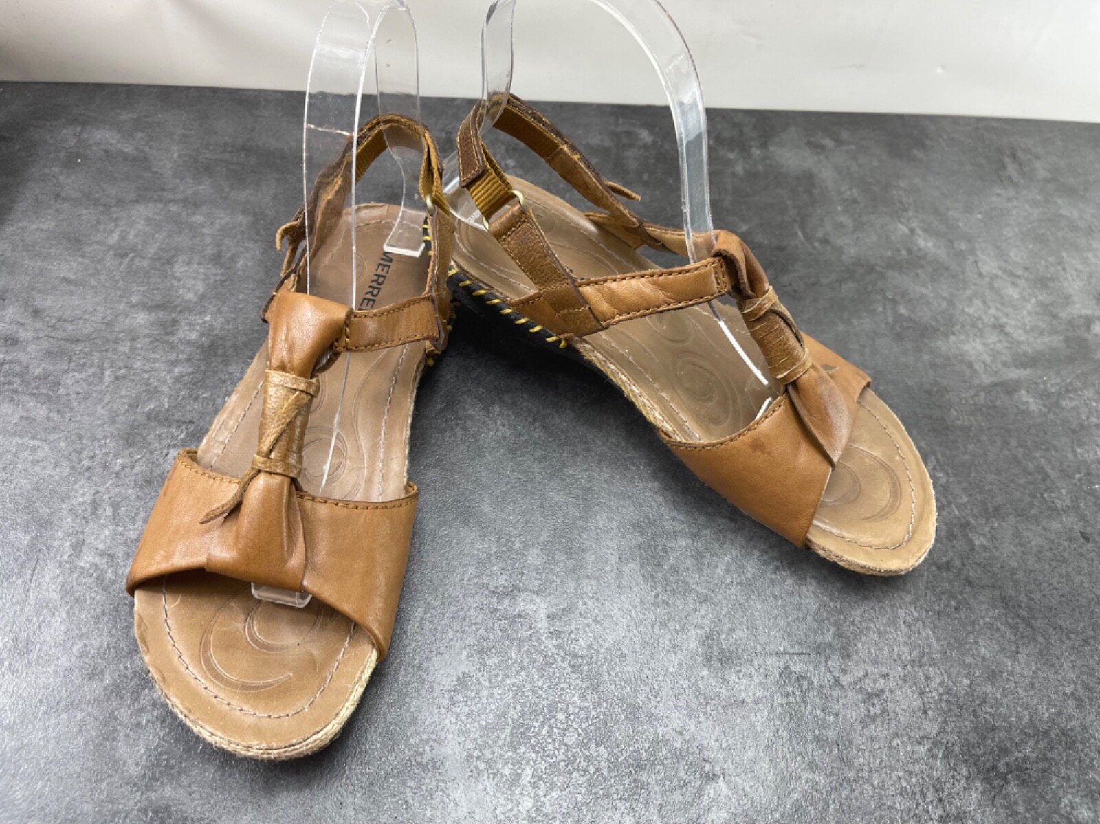 Merrell Whisper scarpe da donna marroni 6M sandali comodi in pelle con cinturino